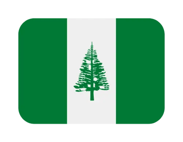 The official flag of Norfolk Island featuring green stripes and a central pine tree icon.