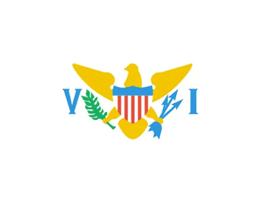 The official flag of the United States Virgin Islands featuring a yellow eagle on a white field.
