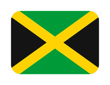 Official national flag of Jamaica featuring a yellow saltire on a green and black background.