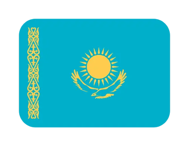 The national flag of Kazakhstan featuring a gold sun and eagle on a sky blue background.