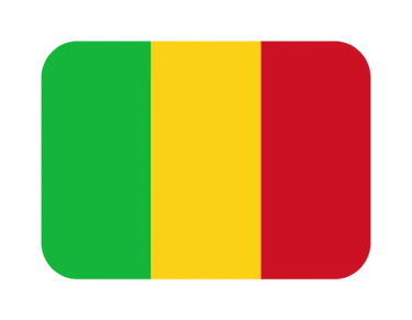 Official national flag of Mali featuring vertical green, yellow, and red stripes with rounded corners.