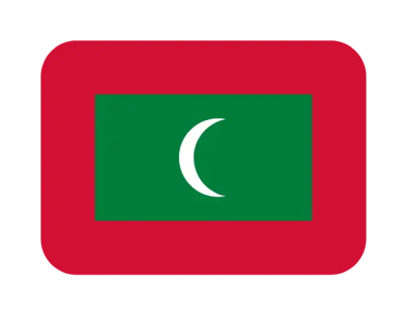 The national flag of Maldives featuring a white crescent on a green rectangle with a red border.