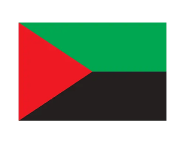The national flag of Martinique featuring horizontal green and black stripes with a red triangle.
