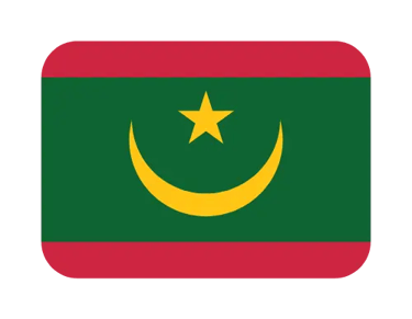 National flag of Mauritania featuring a green field, yellow crescent and star, and two red stripes.