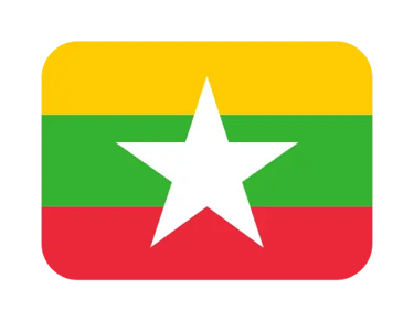 The national flag of Myanmar (Burma) featuring yellow, green, and red horizontal stripes with a white star.