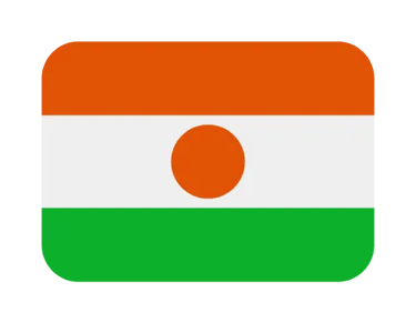 The national flag of Niger with orange, white, and green horizontal stripes and a central orange circle.
