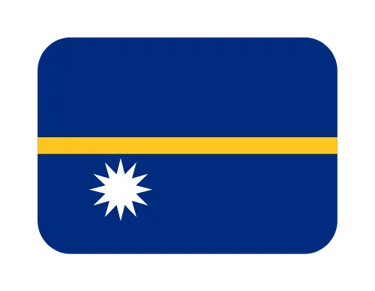 Official national flag of Nauru with blue field, yellow horizontal stripe, and 12-pointed white star.