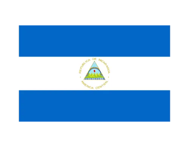 The national flag of Nicaragua featuring blue and white stripes with the central coat of arms.