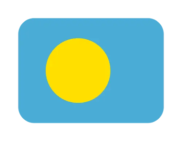 The national flag of Palau icon featuring a yellow moon on a light blue background.