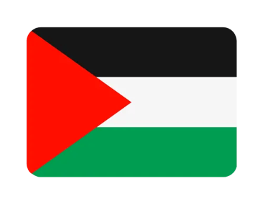 The national flag of Palestine featuring black, white, and green horizontal stripes with a red triangle.