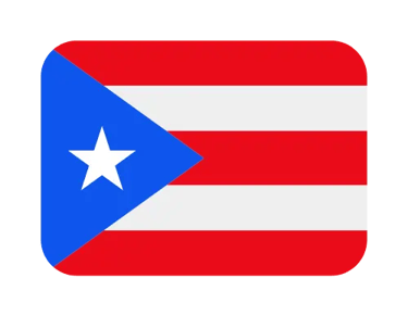 Puerto Rico flag icon with red and white stripes and a white star in a blue triangle.