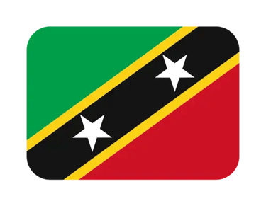 The national flag of Saint Kitts and Nevis featuring green, yellow, black, and red colors with two white stars.