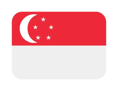 Singapore flag icon featuring a red and white horizontal bicolor with a crescent moon and five stars.