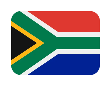 The national flag of South Africa with rounded corners, featuring vibrant red, blue, green, black, gold, and white colors.