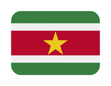 The national flag of Suriname featuring green, white, and red horizontal stripes with a yellow star.