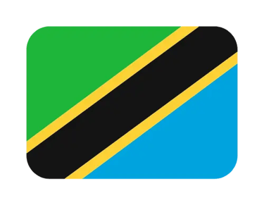 The national flag of Tanzania featuring green, yellow, black, and blue diagonal stripes.