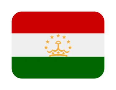 The national flag of Tajikistan featuring red, white, and green horizontal stripes with a central gold crown and seven stars.