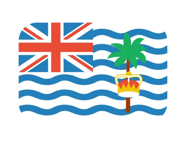 British Indian Ocean Territory flag icon with Union Jack, blue wavy lines, and palm tree.