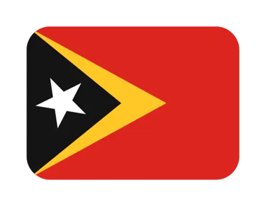 The national flag of Timor-Leste featuring a red field with a black triangle, yellow wedge, and white star.