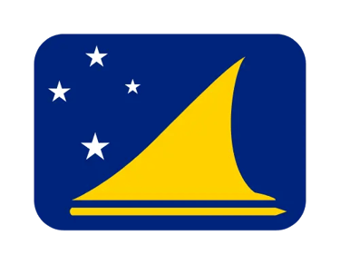 The national flag of Tokelau featuring a yellow canoe under the Southern Cross star constellation.