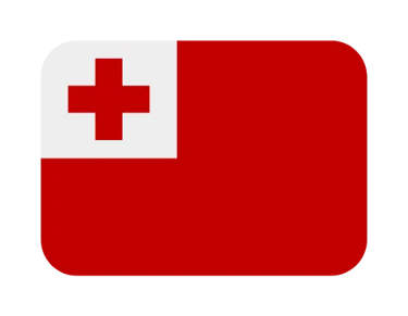 Official national flag of Tonga featuring a red field with a white canton and red couped cross.