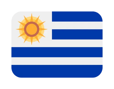 National flag of Uruguay with blue and white stripes and the Sun of May symbol.