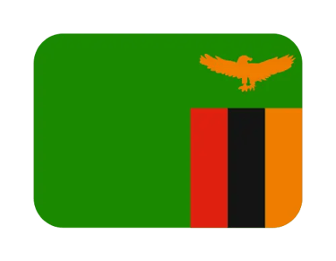 Official national flag of Zambia featuring a green field with an orange eagle and vertical stripes.