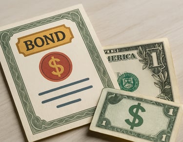 Graphic representing a bond certificate or US dollar bills