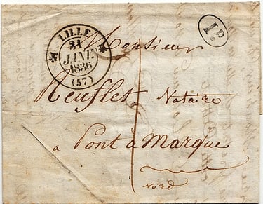 Letter from LILLE to PONT A MARCQ.