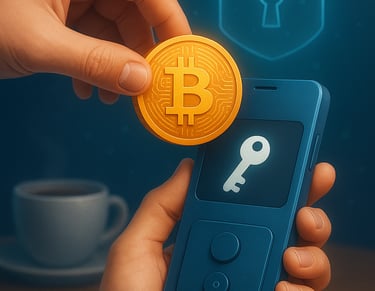 Bitcoin, hand, key, secure