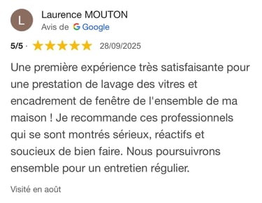 Avis google 5 étoiles clients m&m services pro nettoyage et vitres rouen