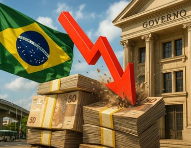 imagem ilustrada em um desenho sobre o momento do brasil nas dívidas.