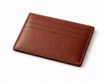Slim leather card holder with multiple card slots and smooth finish