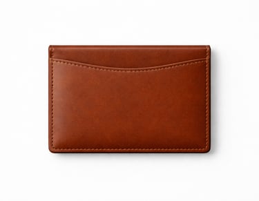 Brown leather business card wallet with compact design for professional daily use.