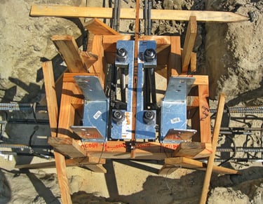 Simpson Strongtie Strongwall anchors and hardware with gradebeam.