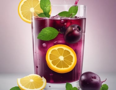 a bottle of olive oil with a lemon and mint leaves