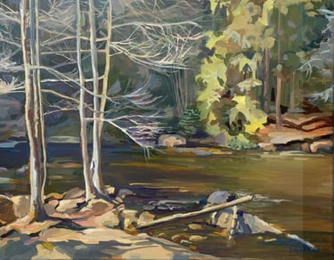 'Nature's Whisper' 18х24 inches Forest oil painting by Angela Moiseieva