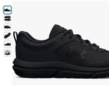 a black and white running shoe with a black and white background