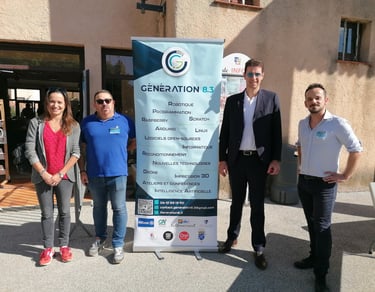 Sandrine Astier, Jean-Luc Gaignepain, le roll-up de GENERATION 8.3, Yves Palmieri et Frédéric Comyn