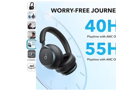 Active Noise Cancelling Headphones, 2X Stronger Voice Reduction, 40H ANC Playtime, App Control, LDAC