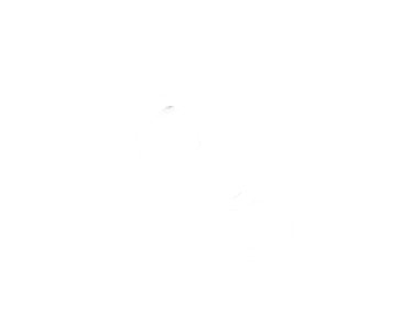 Minimalist white outline of a telephone handset icon on a black background for contact us and support.