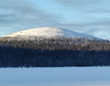 panoramic view of a snow covered fell in lapland, keimiö