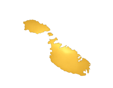Gold textured map of Malta islands silhouette isolated on a black background.
