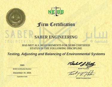 Testing and Balancing Certified from NEBB 