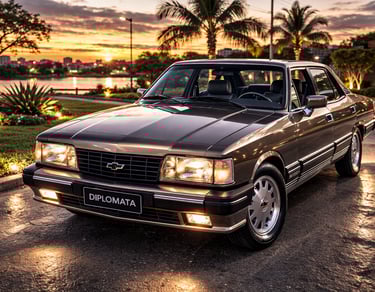 Chevrolet Opala Diplomata 1990 em nova cor com placa personalizada Diplomata