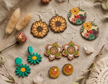 Handgemachte Boho‑Ohrringe aus Holz – federleicht, farbenfroh und einzigartig