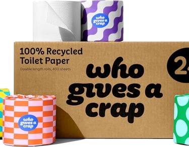 a box of toilet paper rolls with a cardboard box