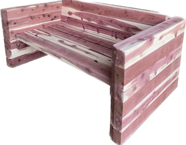 Outdoor cedar sofa made by Austen at Eternally Furnished..