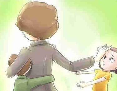 a cartoonish boy and girl playing with a football ball