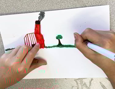 drawing a barn on paper